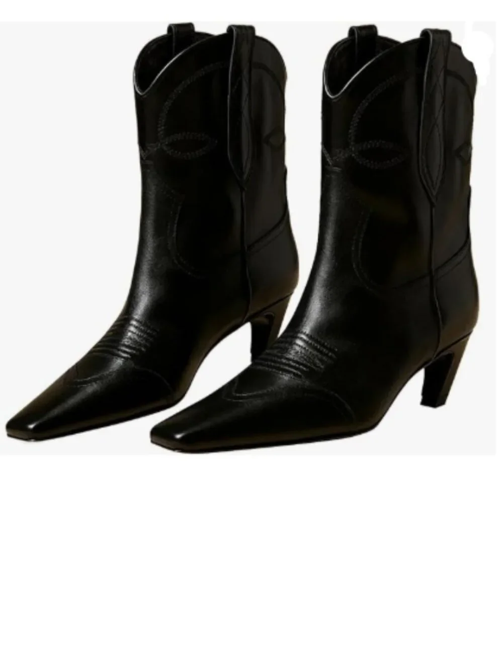 FSJ Black Square Toe Comfort Kitten Low Heel Ankle Boot Pull On Bootie Winter Co